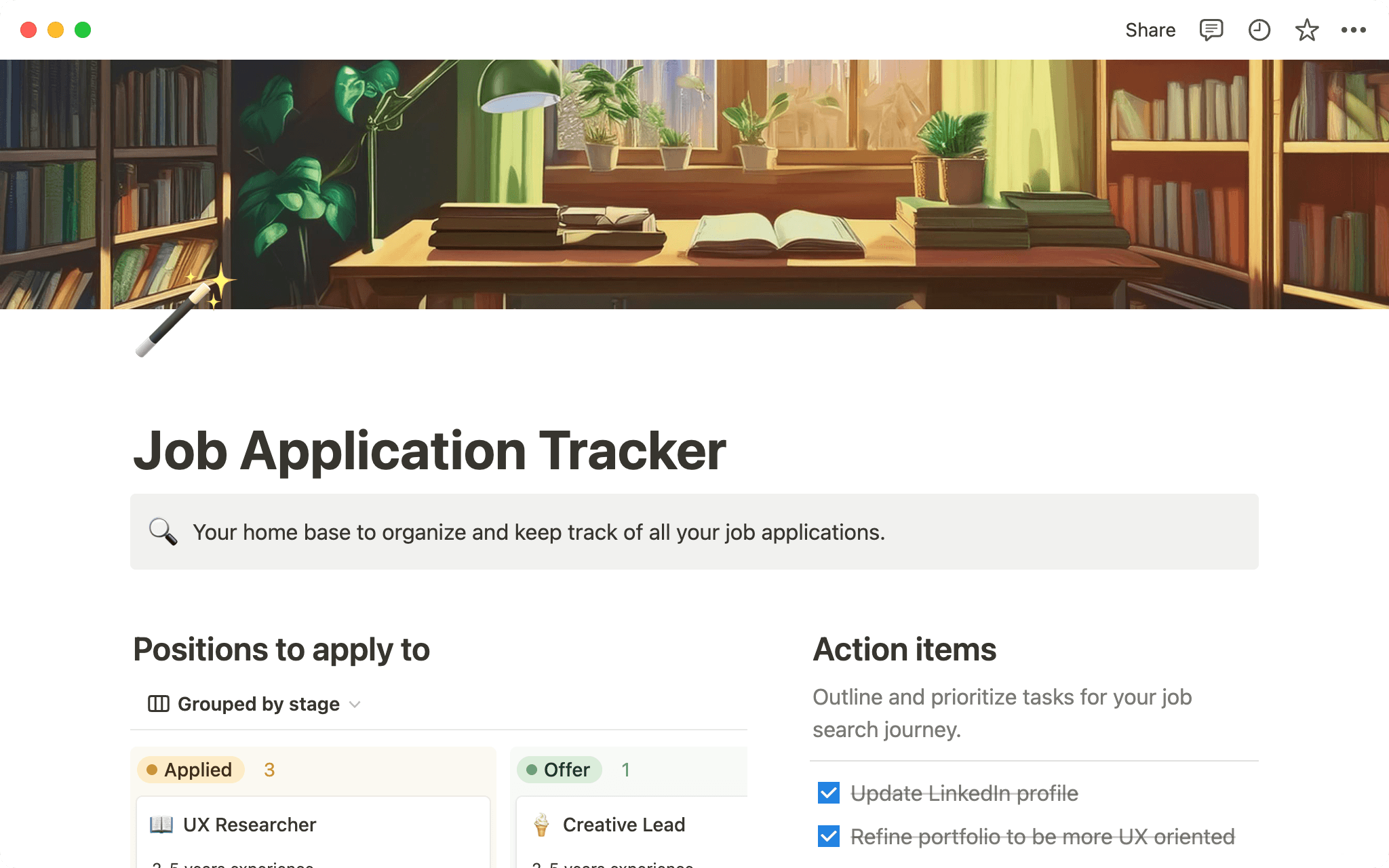 Bereite deinen Bewerbungsprozess vor und verfolge seinen Fortschritt.