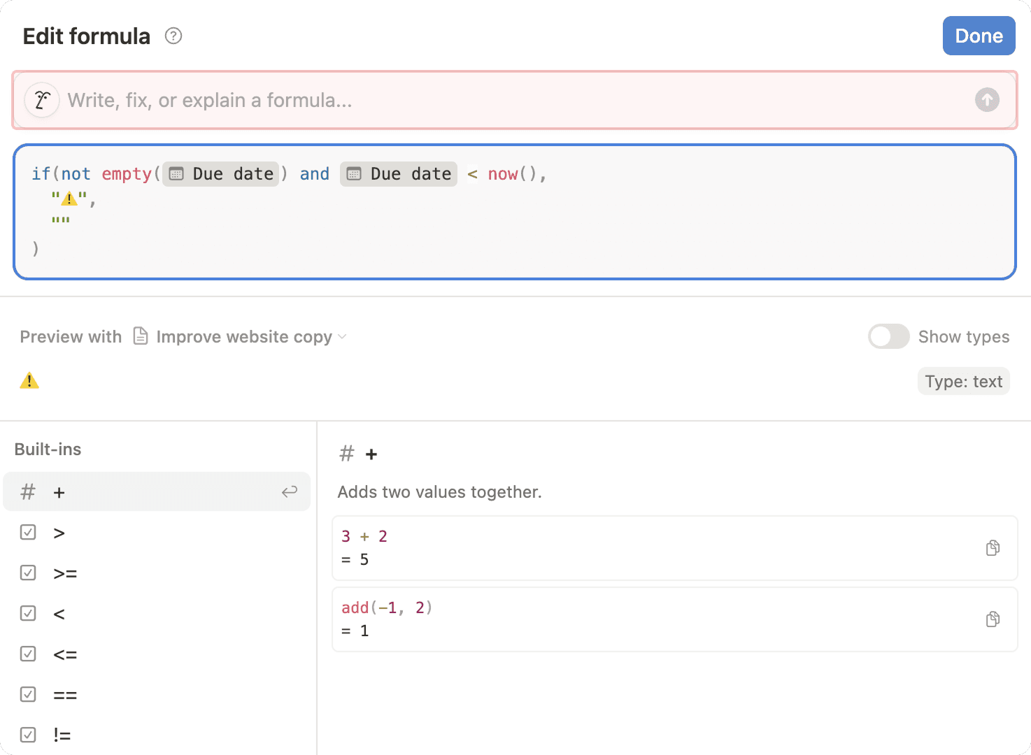 도움말 센터: 수식에서 Notion AI 사용하기