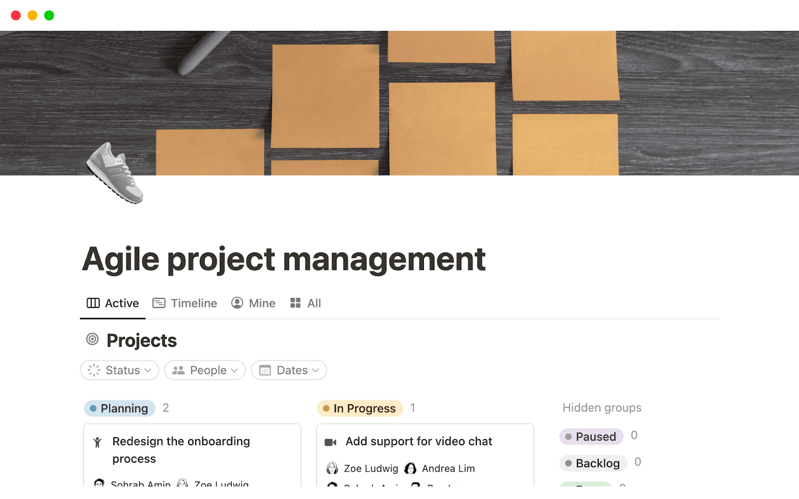 Agile project management template