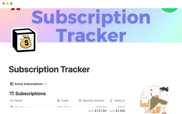 Subscription tracker